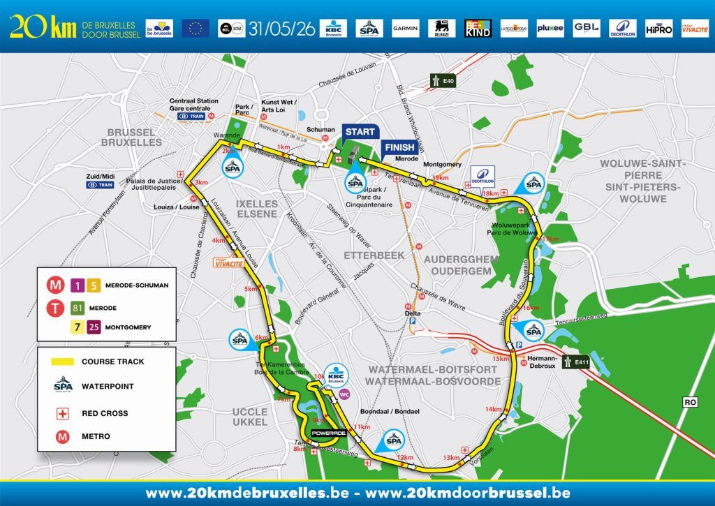 Le parcours des 20 Km de Bruxelles 2026