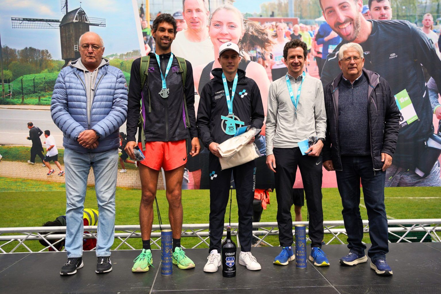 Le podium masculin des 15 Km de Woluwe